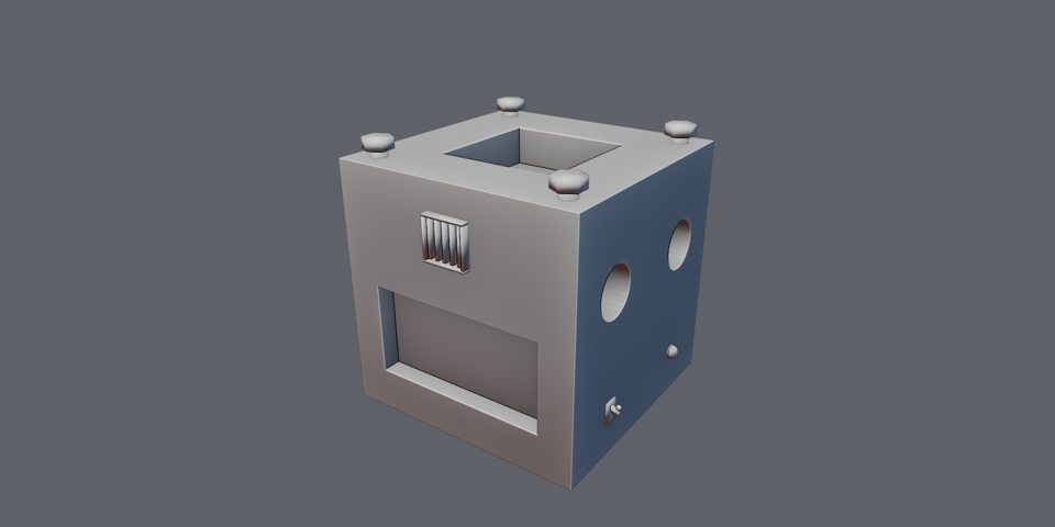 A mechanical reactor module with pockets, bores, a slot and chamfered boolean seams